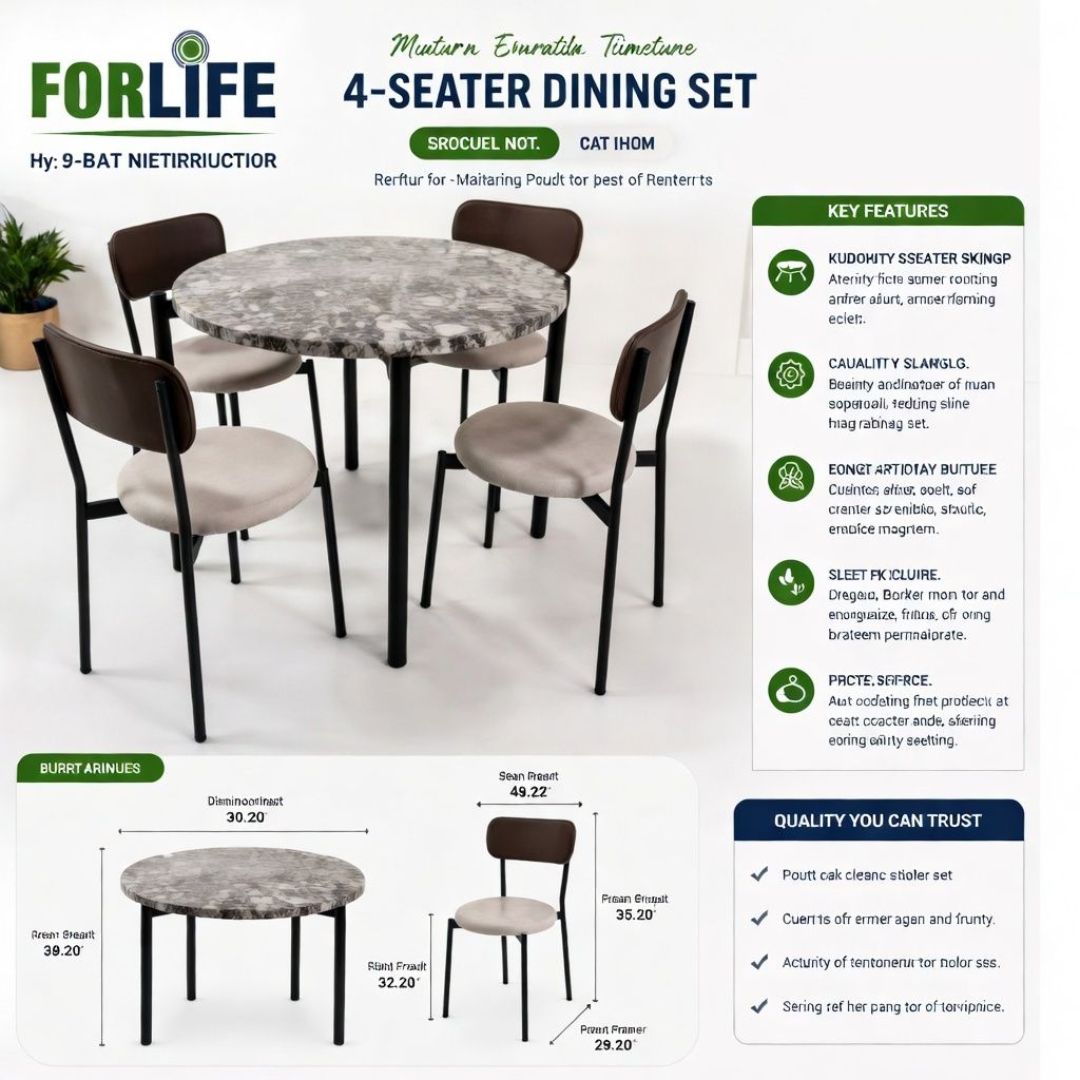 DT-DS118R FORLIFE ROUND DINING TABLE 1+4 CHAIRS
