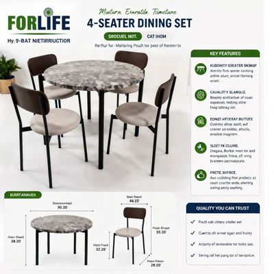 DT-DS118R FORLIFE ROUND DINING TABLE 1+4 CHAIRS