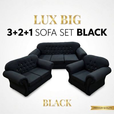 LUX BIG 3+2+1 SOFA SET BLACK