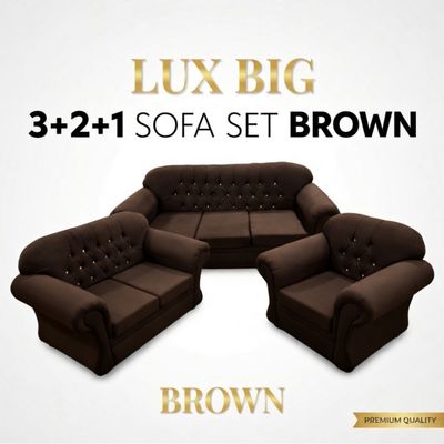 LUX BIG 3+2+1 SOFA SET BROWN