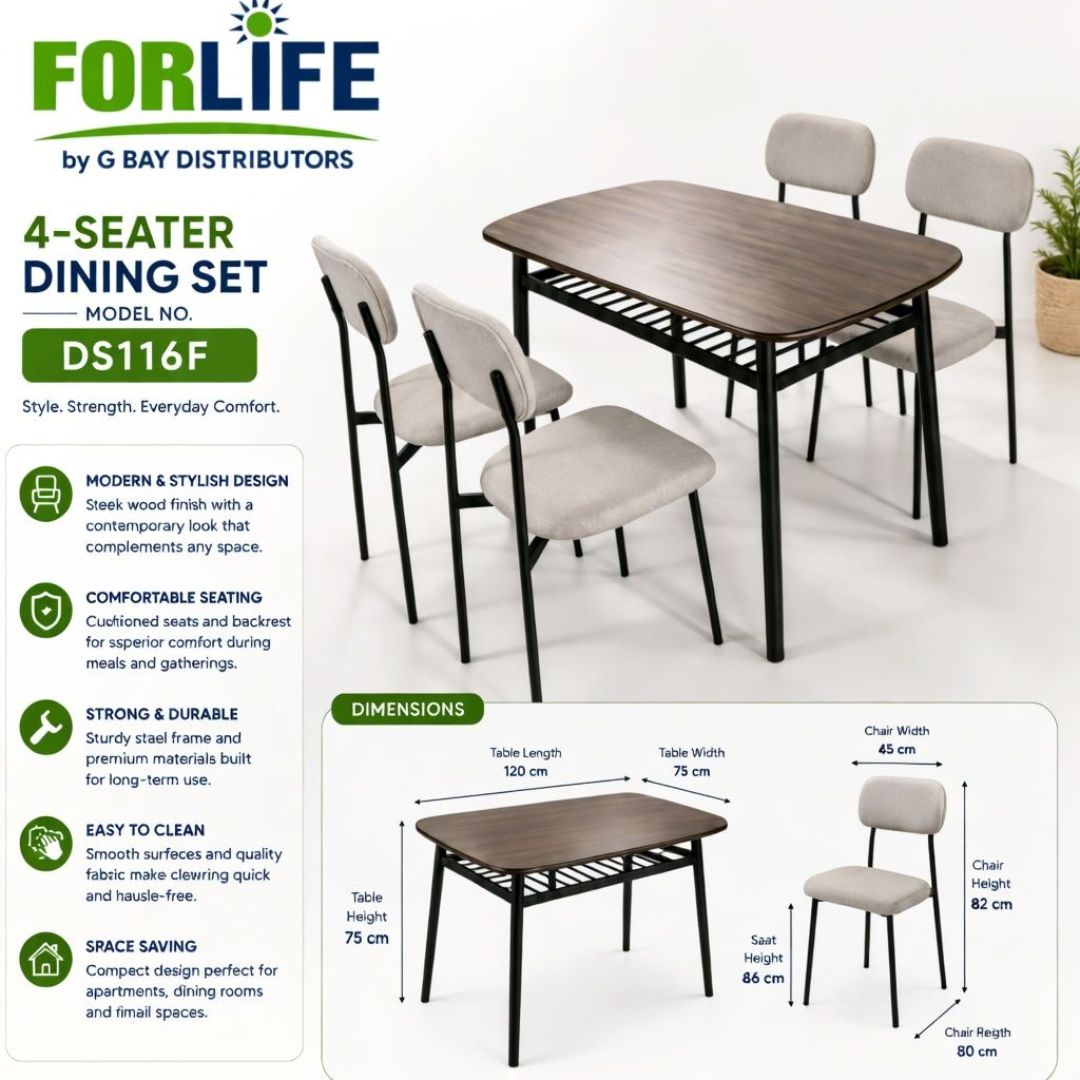 DT-DS116F FORLIFE DINING TABLE SET 1+4 CHAIR