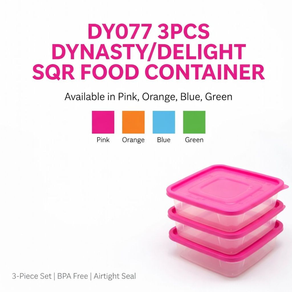 DY077 3PCS DYNASTY/DELIGHT SQR FOOD CONTAINER