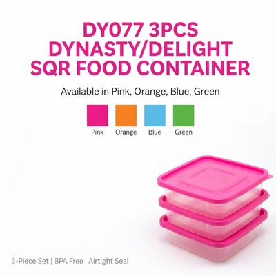 DY077 3PCS DYNASTY/DELIGHT SQR FOOD CONTAINER