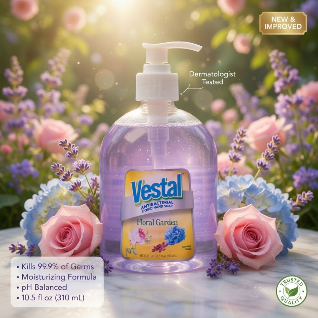 VEST-HANDSP-2FG VESTAL ANTIBACTERIAL LIQUID HAND SOAP FLOWER GARDEN (500ML)