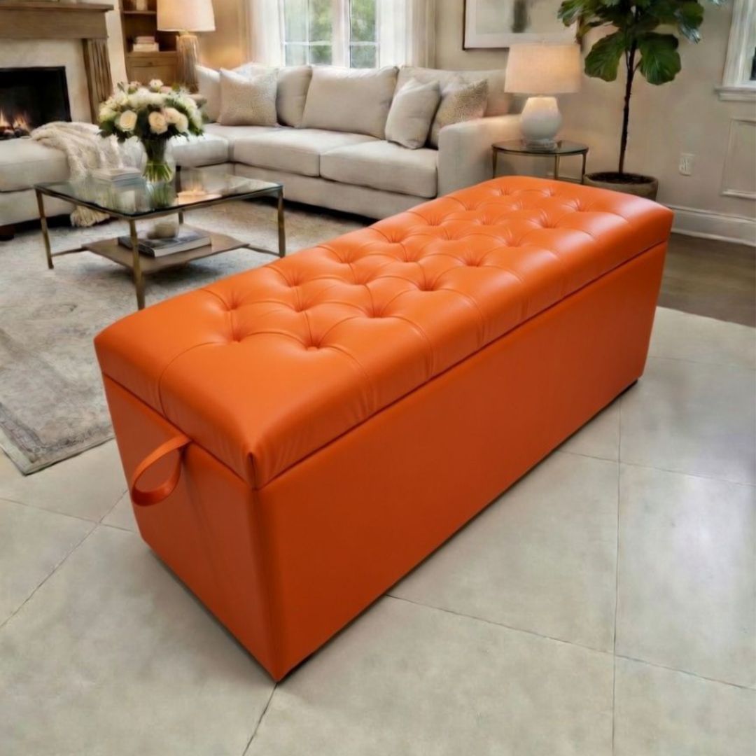 SK-305 QUEEN SIZE OTTOMAN (WITHOUT ARM)  ORANGE