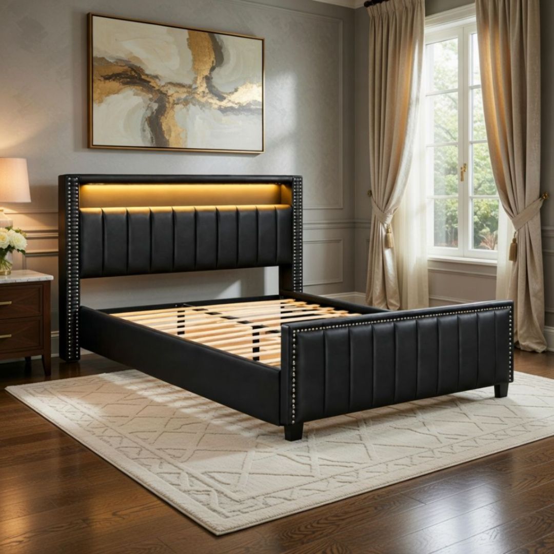 BSK-4995QB BLUESONIK QUEEN BED BLACK 153X203CM