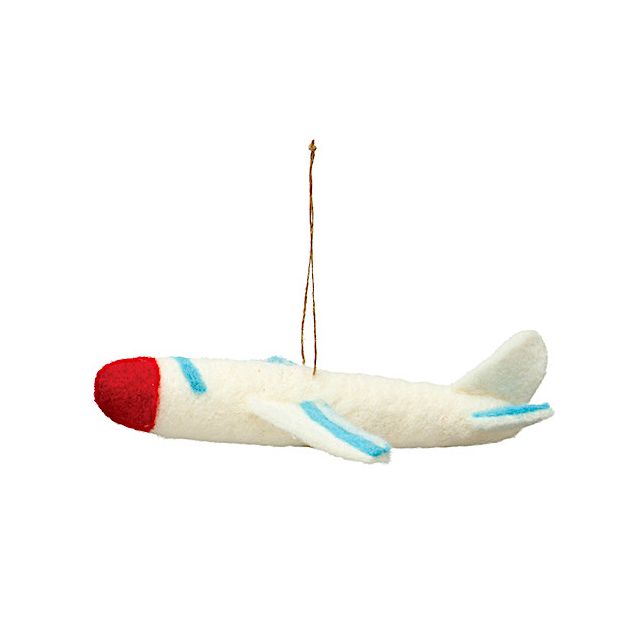 2"H Wool Felt Airplane Ornament, Multi Color