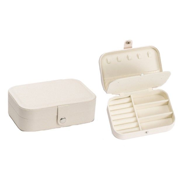 Rectangle White Leather Jewelry Box
