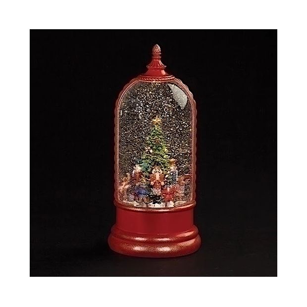 10.75&quot;H LED SWIRL NUTCRACKER MUSICAL ROTATING DOME;  PT/CD