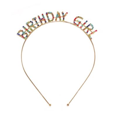 Rhinestone Rainbow Birthday Girl Headband