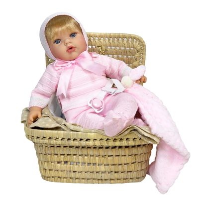 TITA BABY DOLL WITH PINK KNIT OUTFIT AND FUR BLANKET