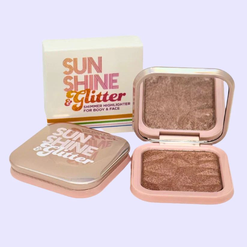 Sunshine &amp; Glitter Highlighter Shimmer Compact R-Rose Gold