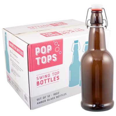Flip Top Bottles- 16 oz AMBER