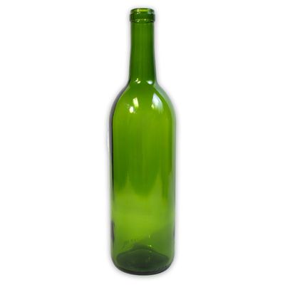 750ml- GREEN BORDEAUX FLAT BOTTOM WINE BOTTLE 12/CASE