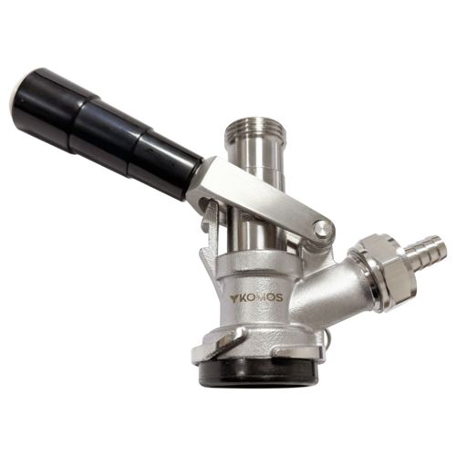 KOMOS® D-Style Keg Coupler | Sanke Beer Tap | Stainless Steel Body &amp; Probe | PRV | Gas Barb Included