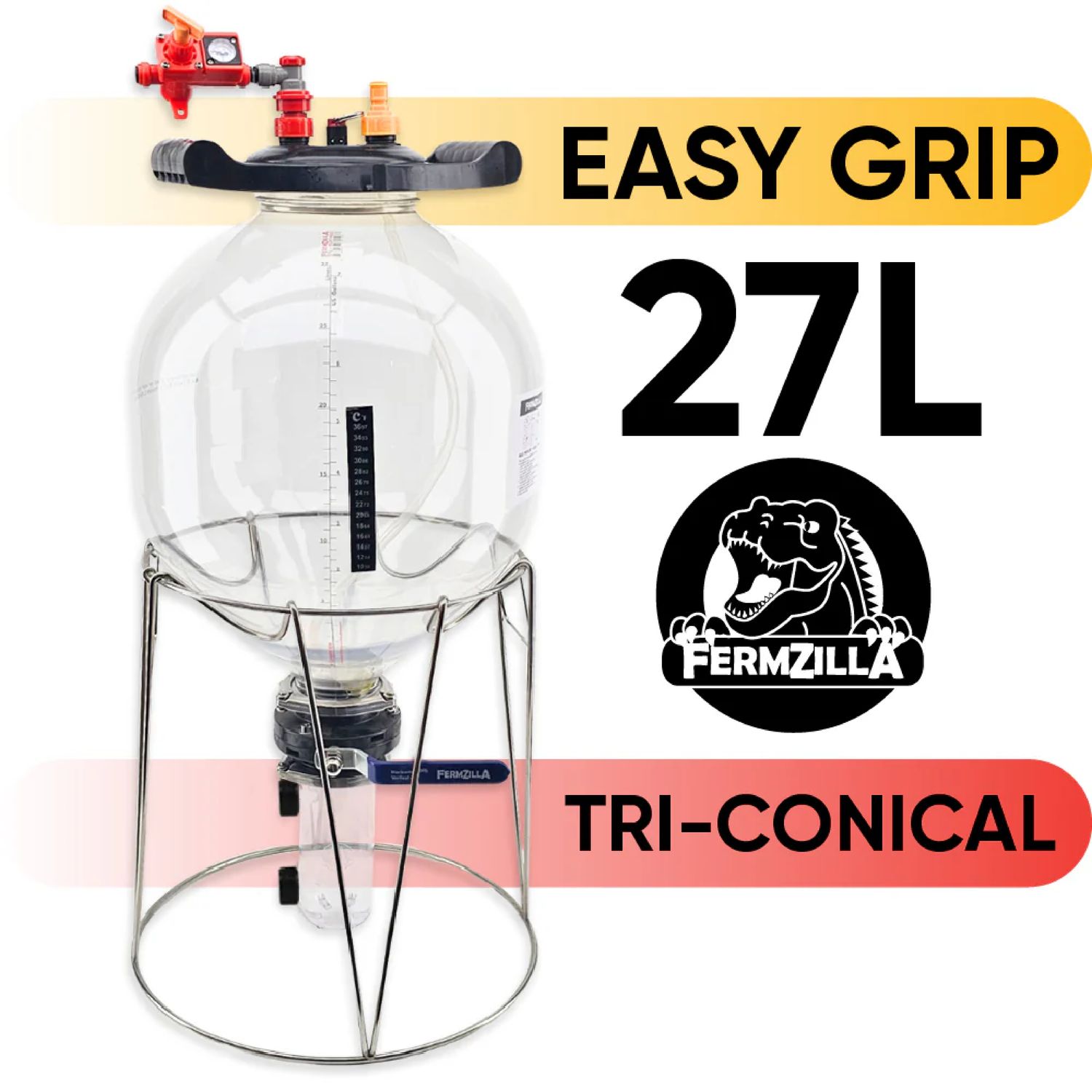 FermZilla Tri-Conical Easy-Grip Pressure Fermenter Starter Kit | 27L | 7.1G