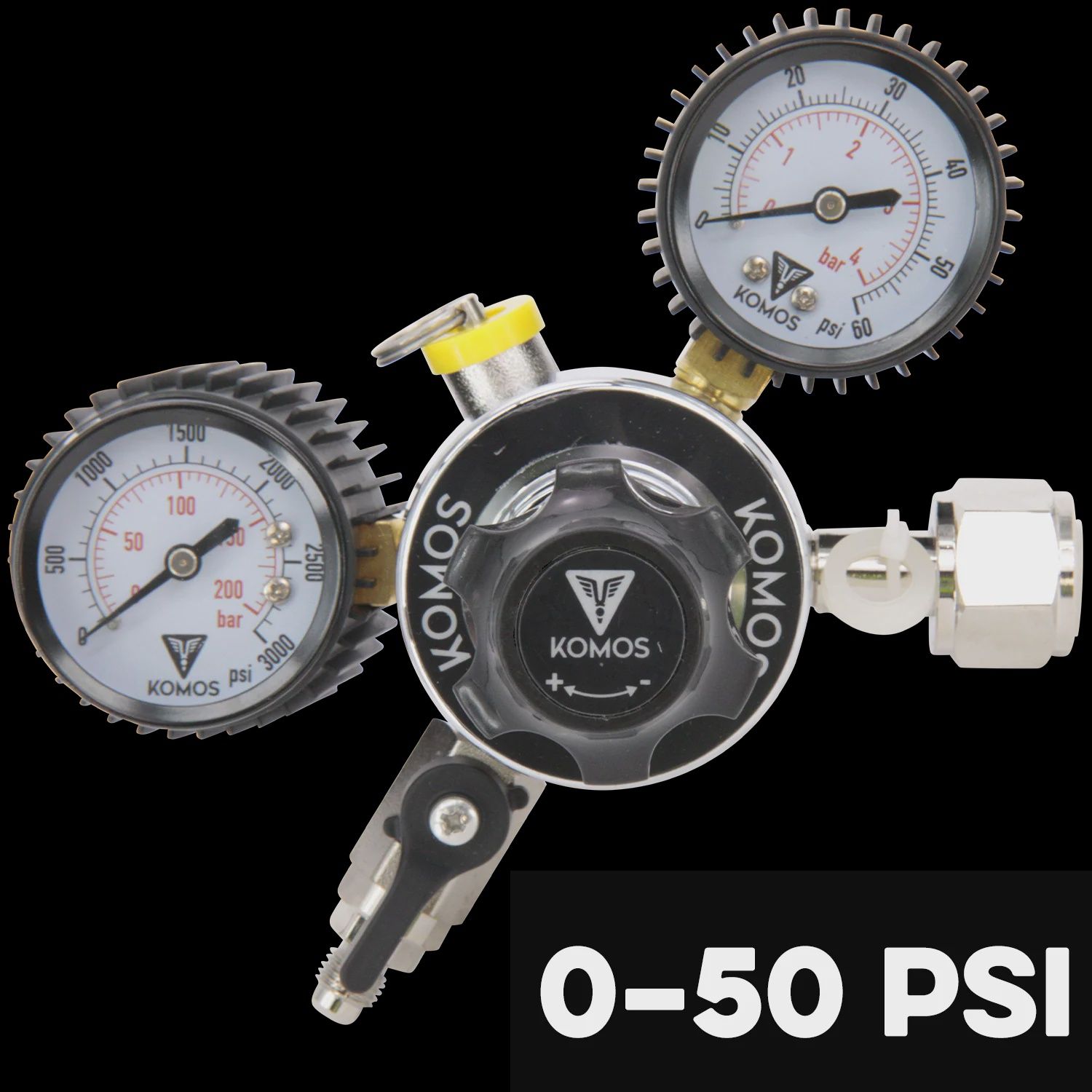 KOMOS® Universal 50 | Dual Gauge CO2 Regulator | 0–50 PSI