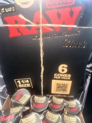 RAW CONE BLACK 1-1/4  6 PACK