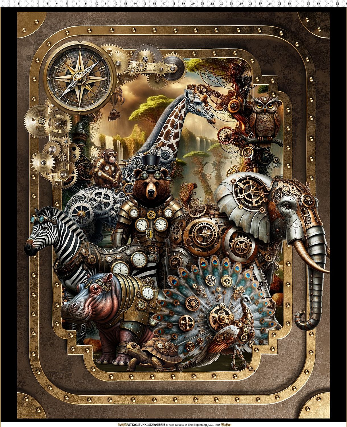 Steampunk Menagarie Large Panel 1 piece