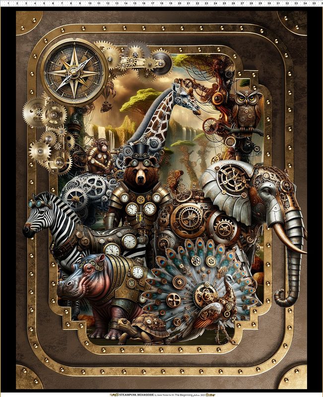 Steampunk Menagarie Large Panel 1 piece
