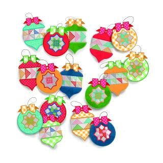 Home Town Holiday Patchwork Ornaments by Lori Holt - Machine Embroidery USB