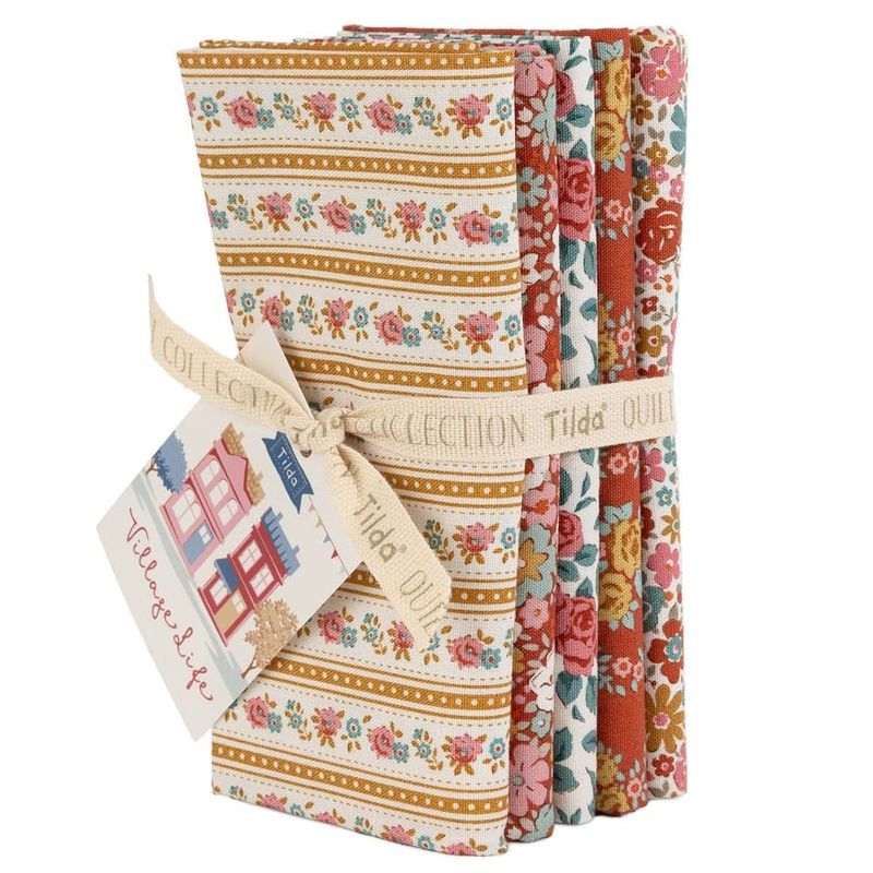 Village Life Fat Quarter Bundle | Tilda Fabrics - Rust/Ochre Colorstory 5FQs