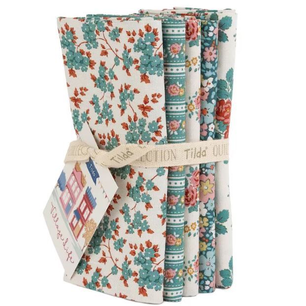 Village Life Fat Quarter Bundle | Tilda Fabrics - Petrol/Teal Colorstory 5FQs