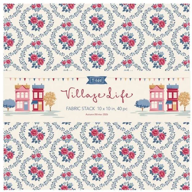 Village Life Fat Fabric Stack | Tilda Fabrics - Fabric Stack 10" squares 40pcs