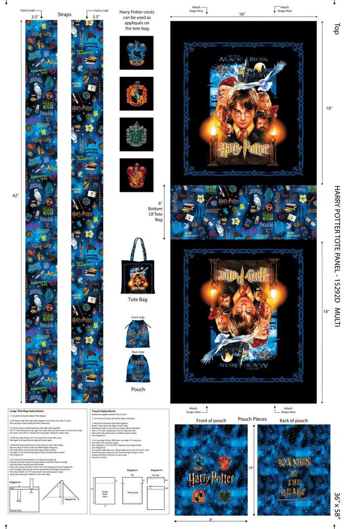 Harry Potter Tote Panel 2nd Edition 1 pcs