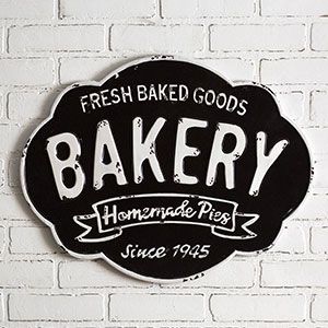 Black &amp; White Bakery Metal Sign