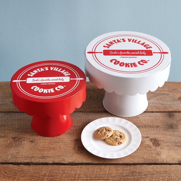 Santa&#39;s Village Cookie Co. White Scalloped Cake Stand