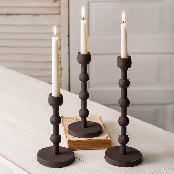 Set Of Three Laural Candle Holders