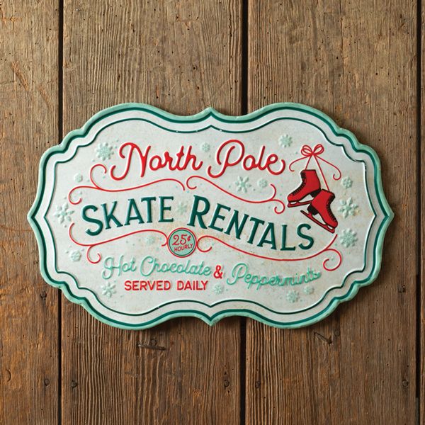 North Pole Skate Rentals Metal Sign