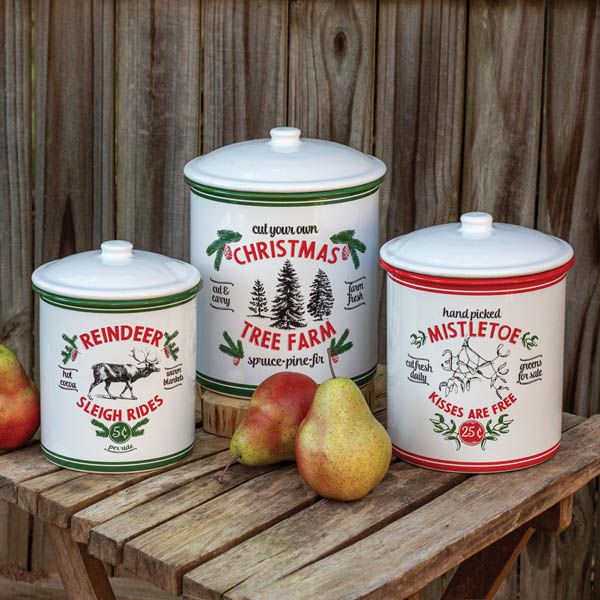 Set Of Three Holiday Storage Canisters