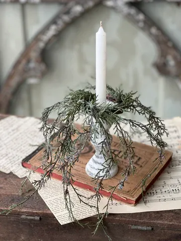 2&quot; Weeping Cedar Candle Ring Snow &amp; Cones