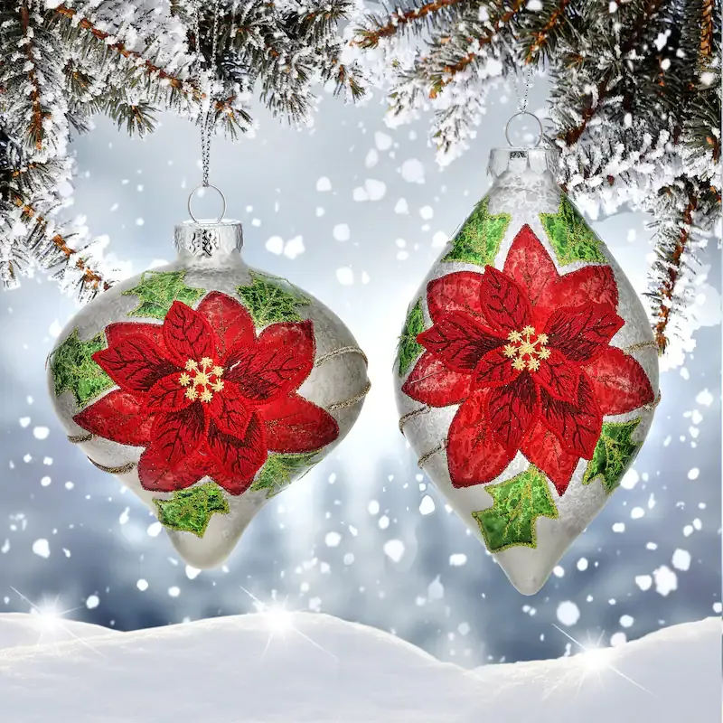 4-6&quot; Mercury Glass Poinsettia Ornament