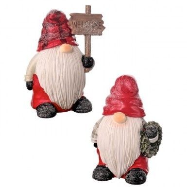 6&quot; Resin Gnome Santa With Wreath/Sign
