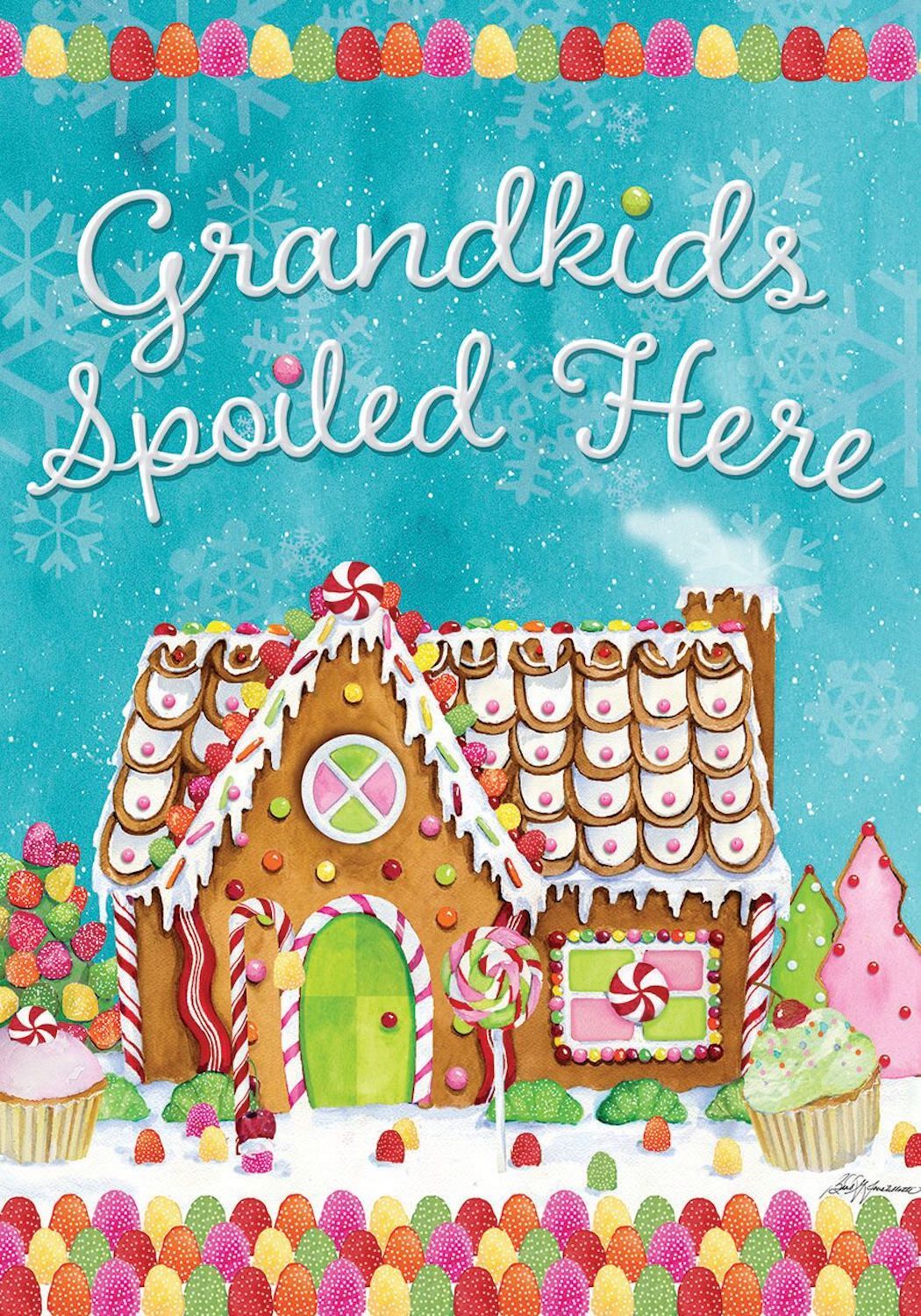 Grandkids Spoiled Gingerbread House Flag