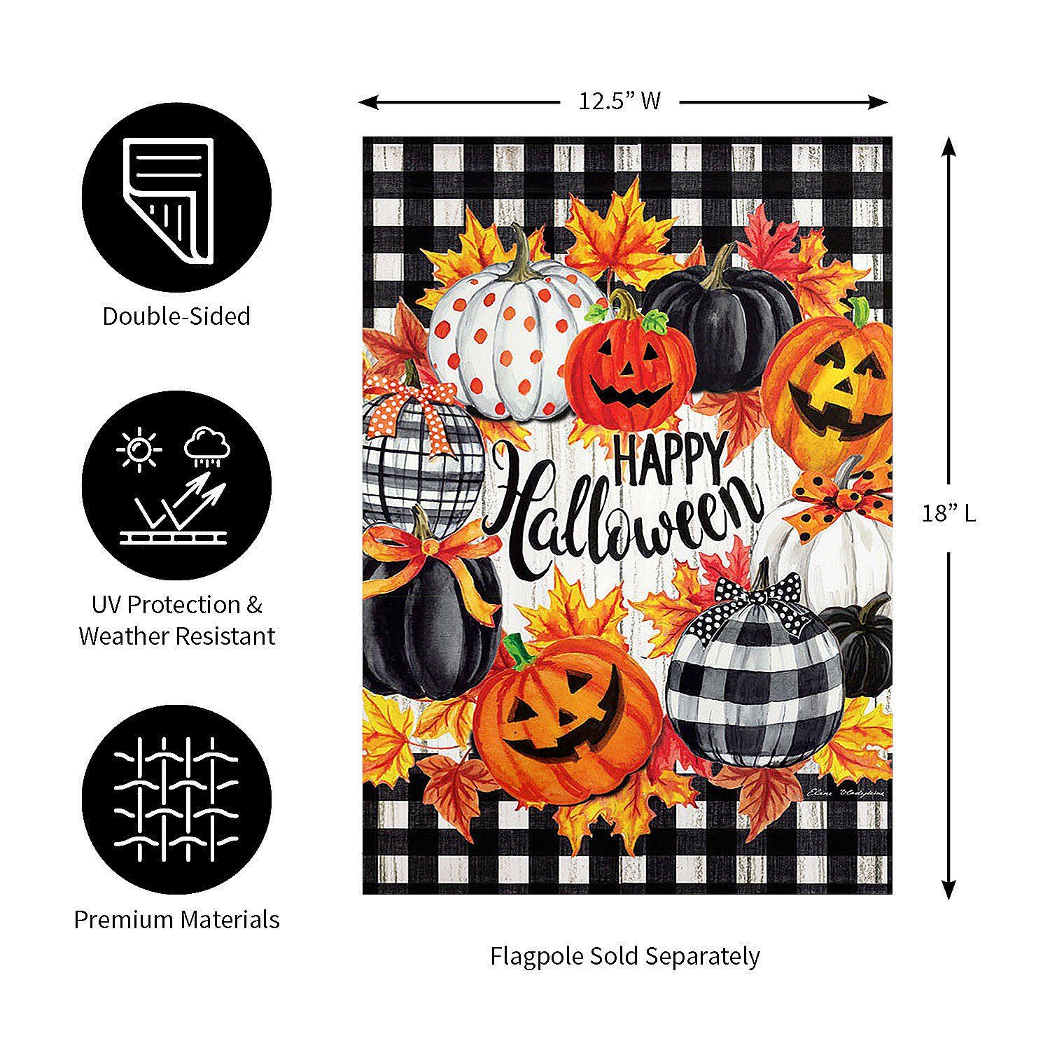 Halloween Pumpkin Wreath Garden Flag