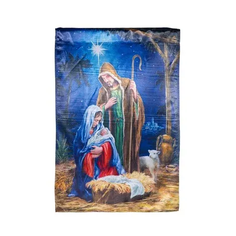 Holy Night Nativity Lustre Garden Flag