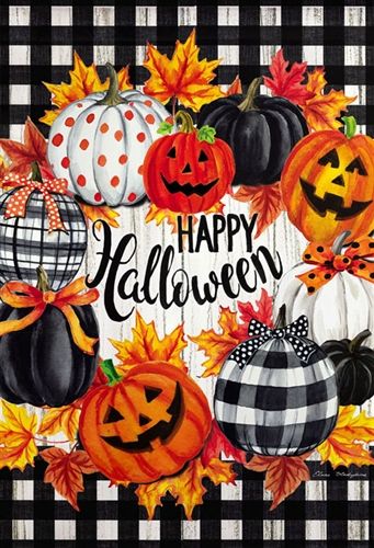 Halloween Pumpkin Wreath House Flag