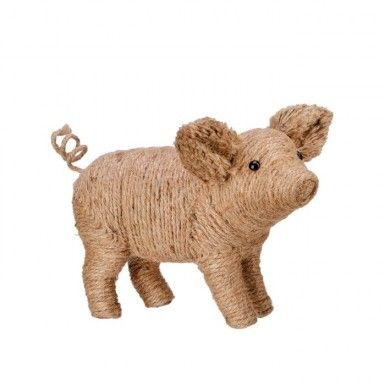 Jute Wrapped Pig 6.5&quot;