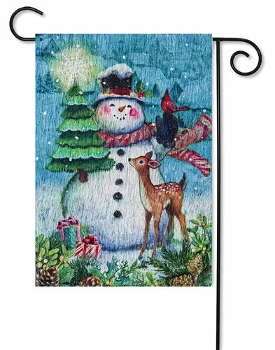 Snowman Village Glisten Garden Flag