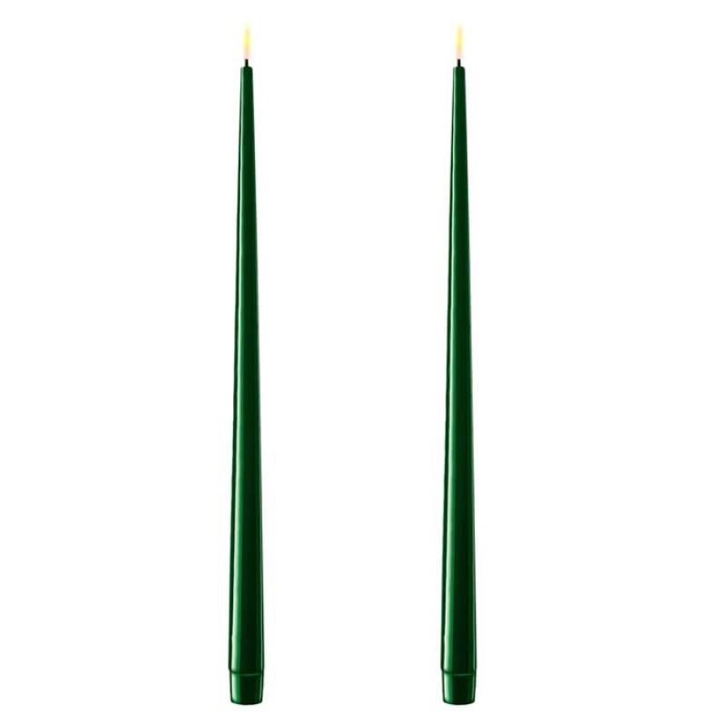 11&quot; Dark Green LED Shiny Taper Candles