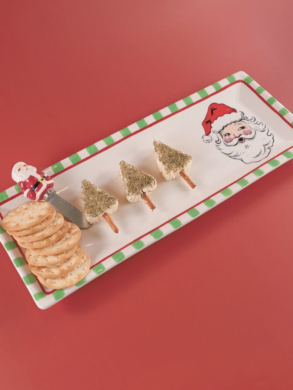 Simply Southern Ceramic Santa Platter With Butter Spreader