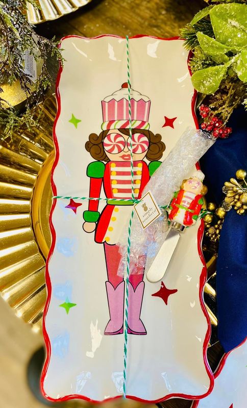 Simply Southern Ceramic Nutcracker Platter With Butter Spreader