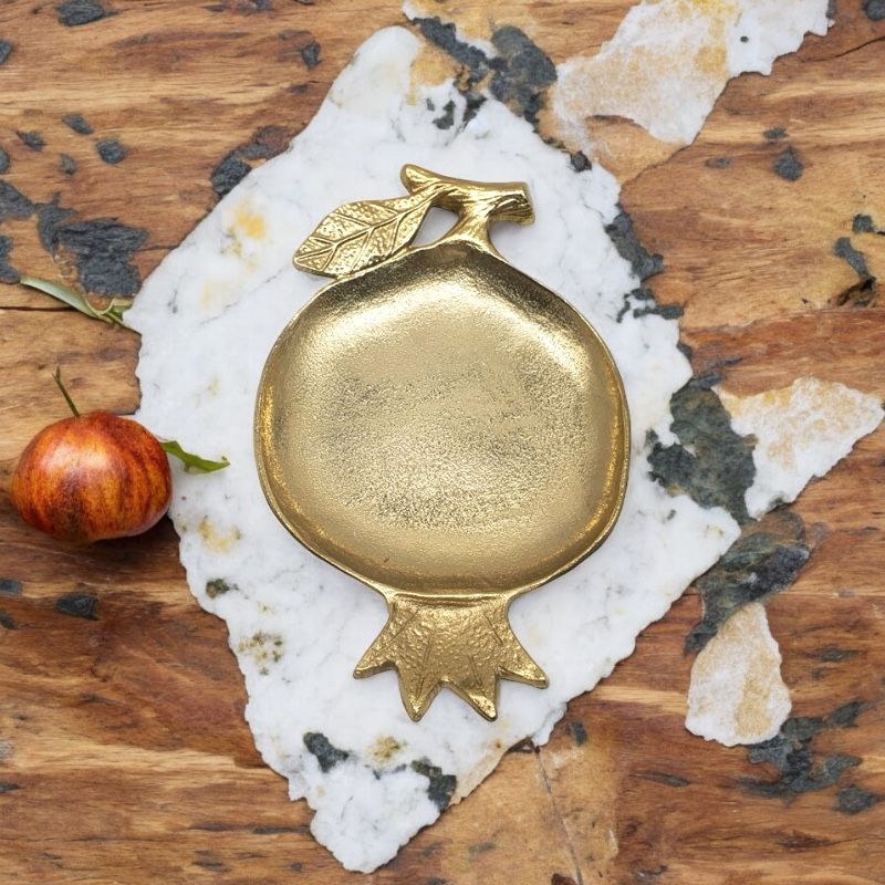 Gold Large Pomegranate Flat Tray / Jewelry Dish