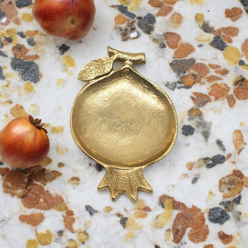 Gold Small Pomegranate Flat Tray / Jewelry Dish