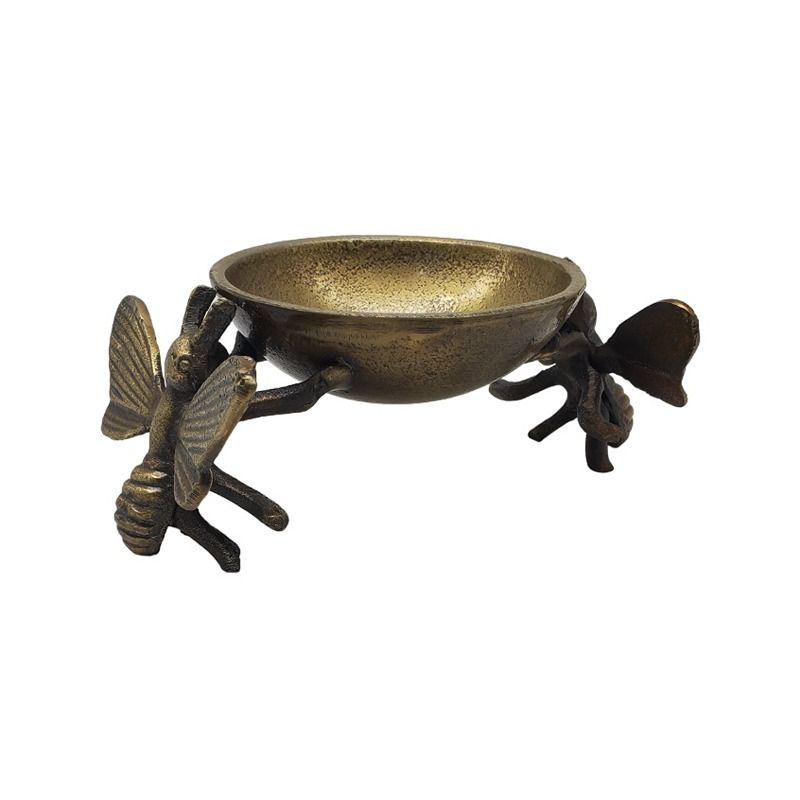 Gold Two Bees Holding Small Bowl
