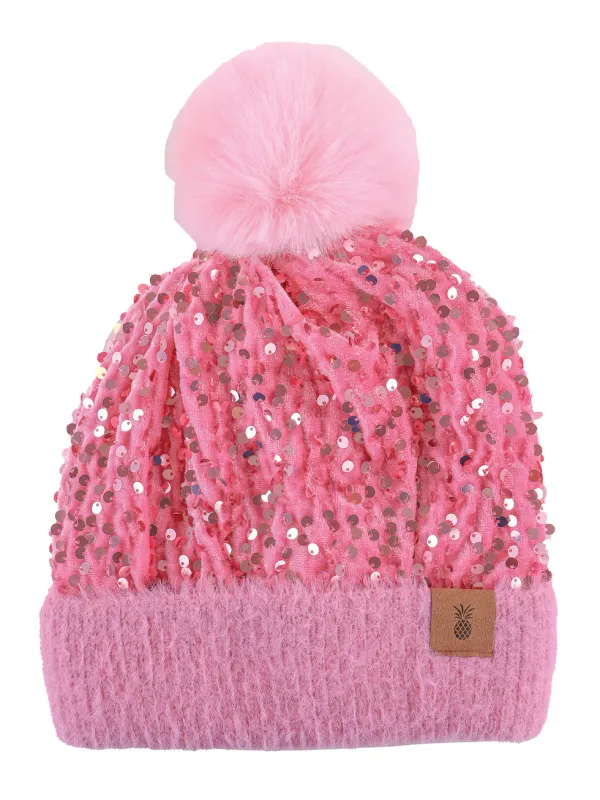 Simply Southern Sequin Pink Beanie